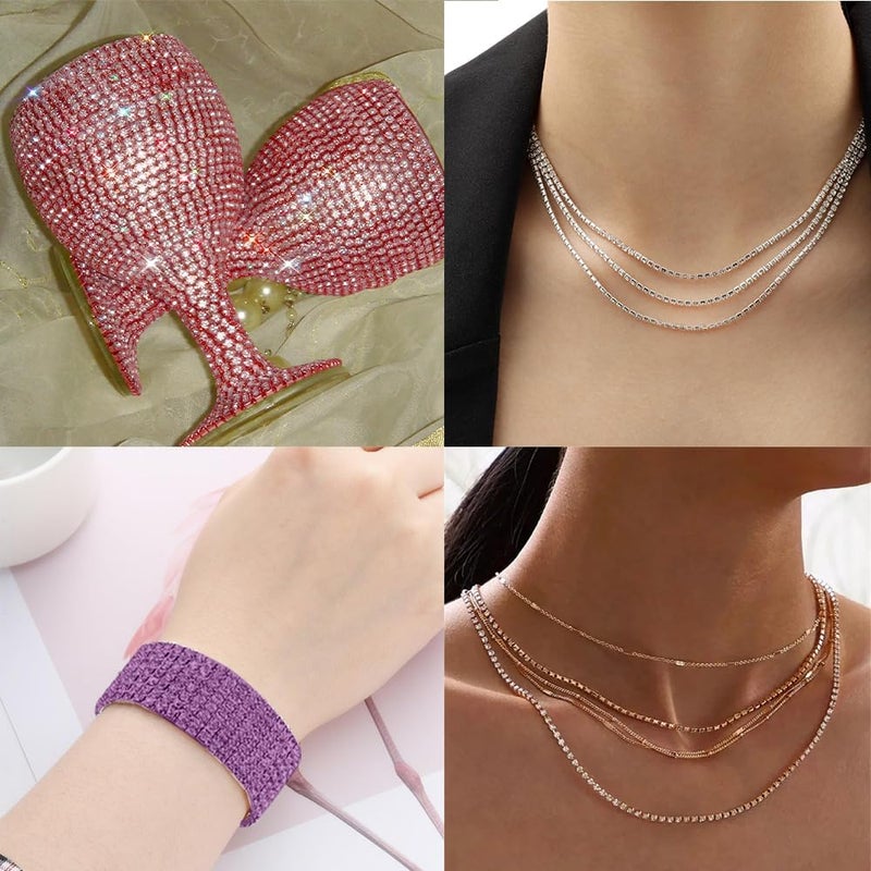 Slergut Rhinestone Chain, 10Yard 3mm Purple Rhinestone Trim, Diamond String Rhinestone Ribbon Strips Tape, Bling Crystal Rhinestone Close Chain Claw Cup Chain Trim for Sewing Craft DIY Clothes Shoes Jewelry - Image 3